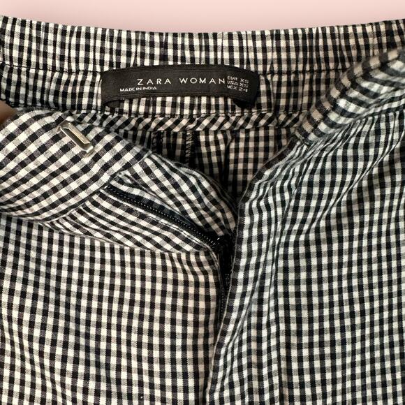 ZARA SS17 GINGHAM TROUSERS POMPOMS BLACK WHITE CHECKED SIZE XS - Picture 5 of 5